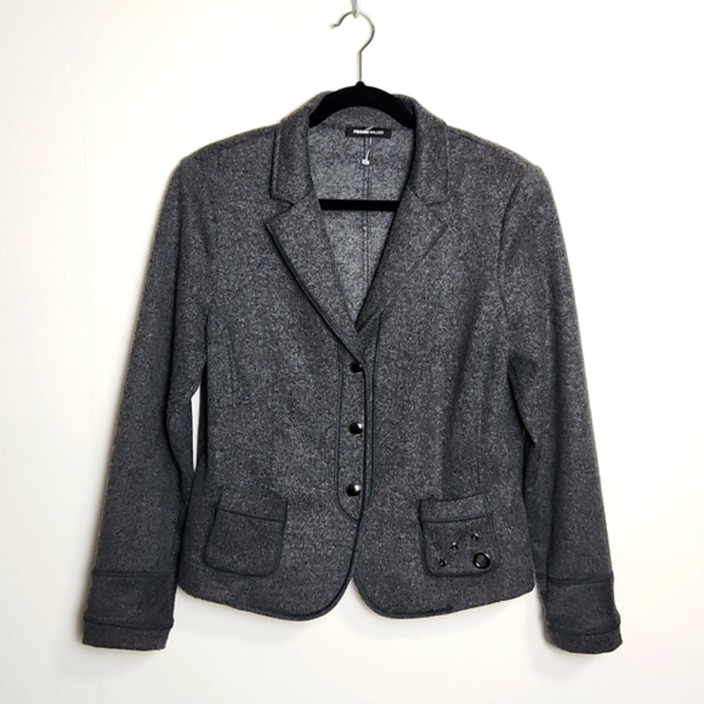 Frank Walder Virgin Wool Blend Blazer Jacket Gray US 10